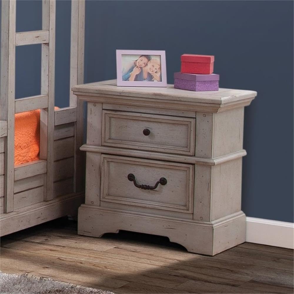 American Woodcrafters Stonebrook Antique Gray Wood 2-Drawer Nightstand